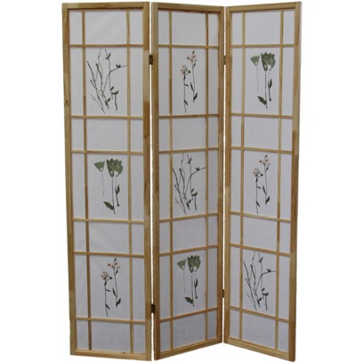 Botanical Natural 3 Panel Shoji Screen